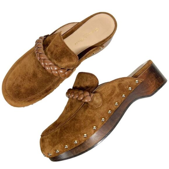 Gianvito Rossi Shoes - Gianvito Rossi Suede Napa Braided Detail Platform Loafer Clogs Size 40 US 10